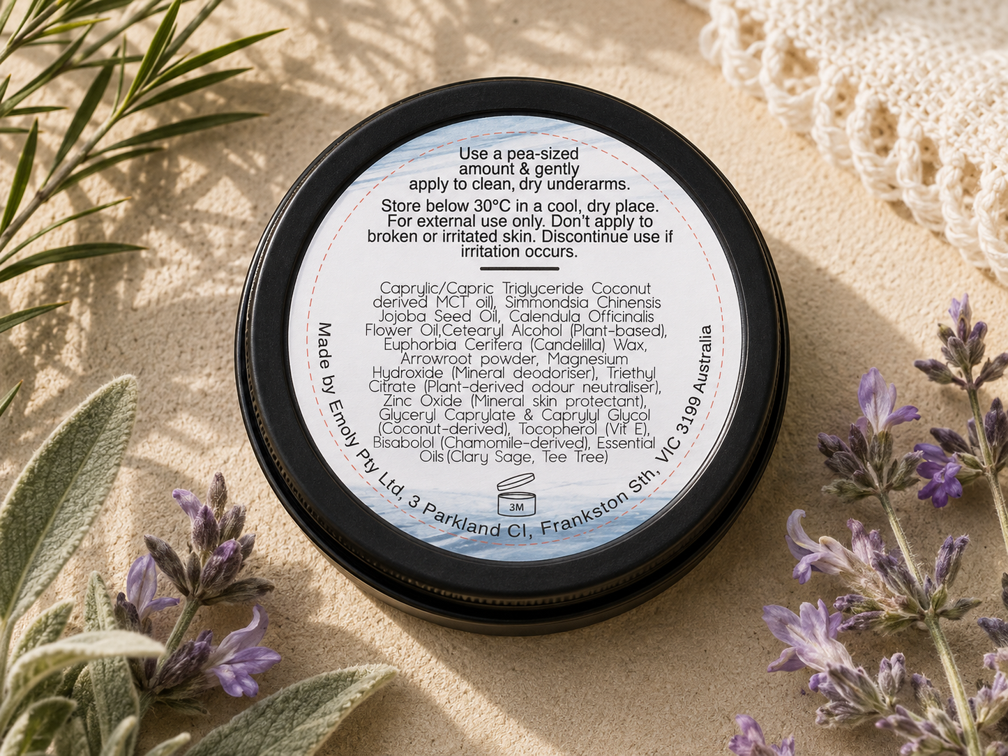 Natural Deodorant Paste for Sensitive Skin | Bicarb Free, 24H Odour Protection, Tea Tree