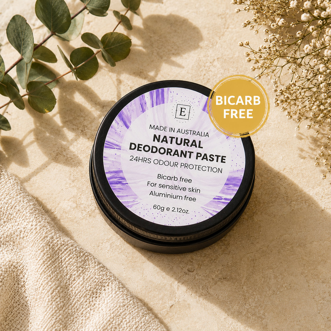 Natural Deodorant Paste for Sensitive Skin | Bicarb Free, 24H Odour Protection, Lavender