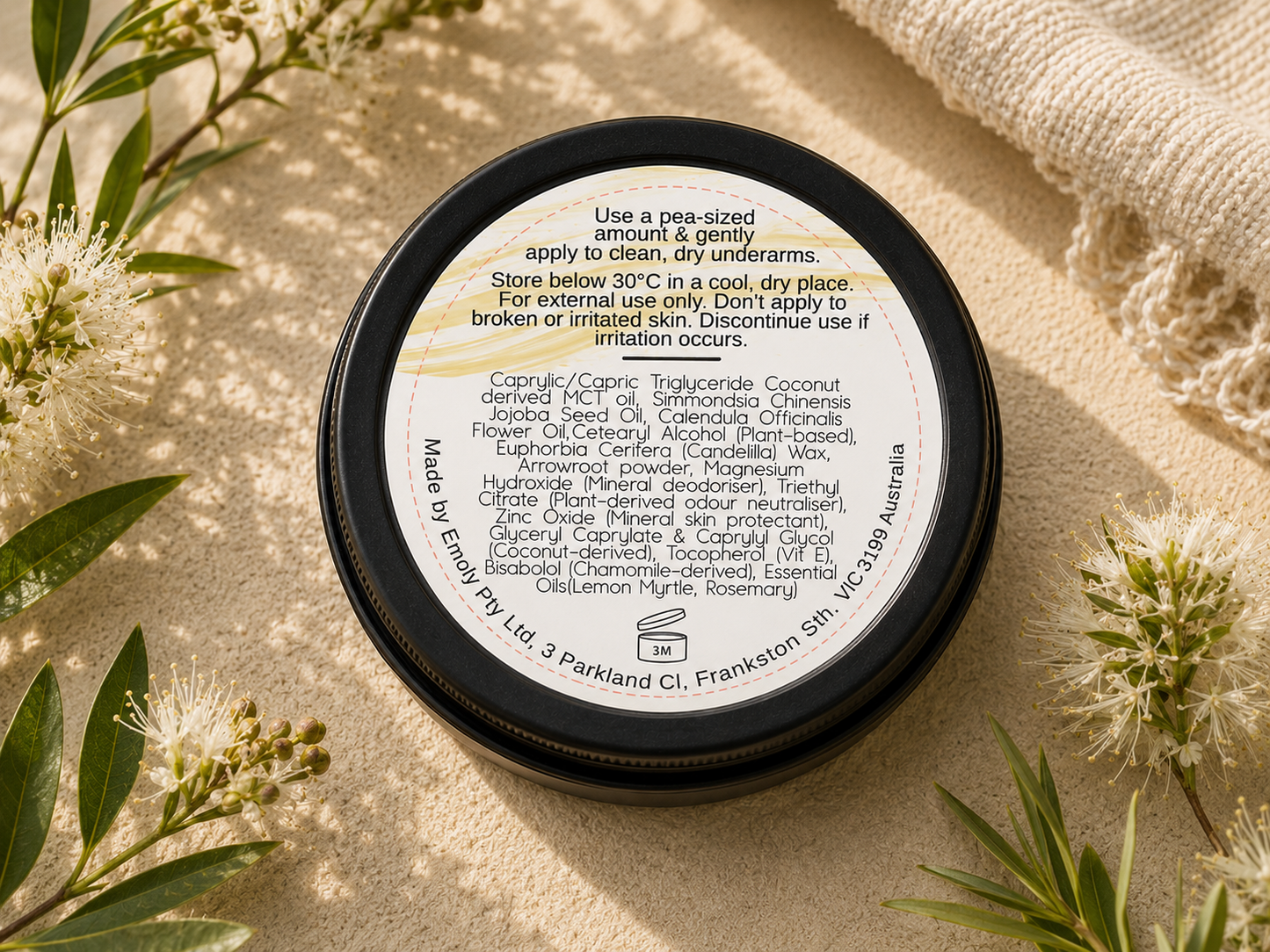 Natural Deodorant Paste for Sensitive Skin | Bicarb Free, 24H Odour Protection, Lemon Myrtle